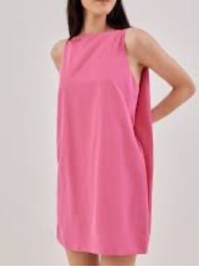 Love Bonito Sleeveless Pink Shift Dress with Black Ribbon Back XL
